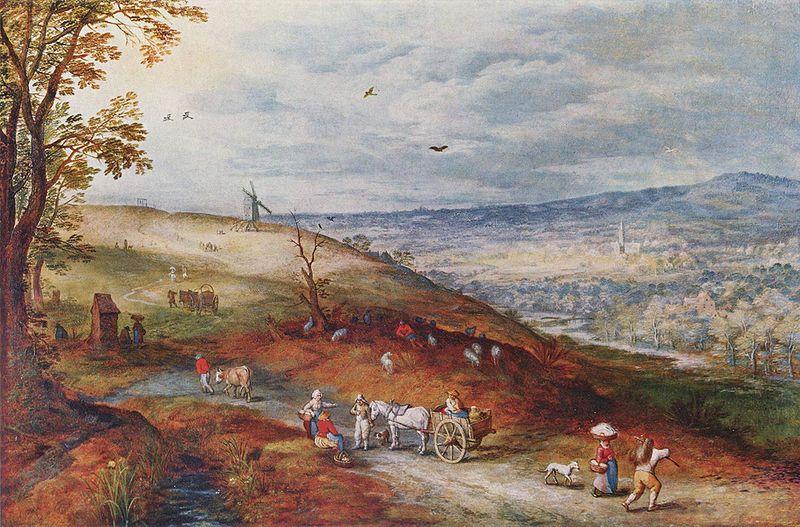 Jan Brueghel The Elder Landschaft mit Windmehle oil painting picture